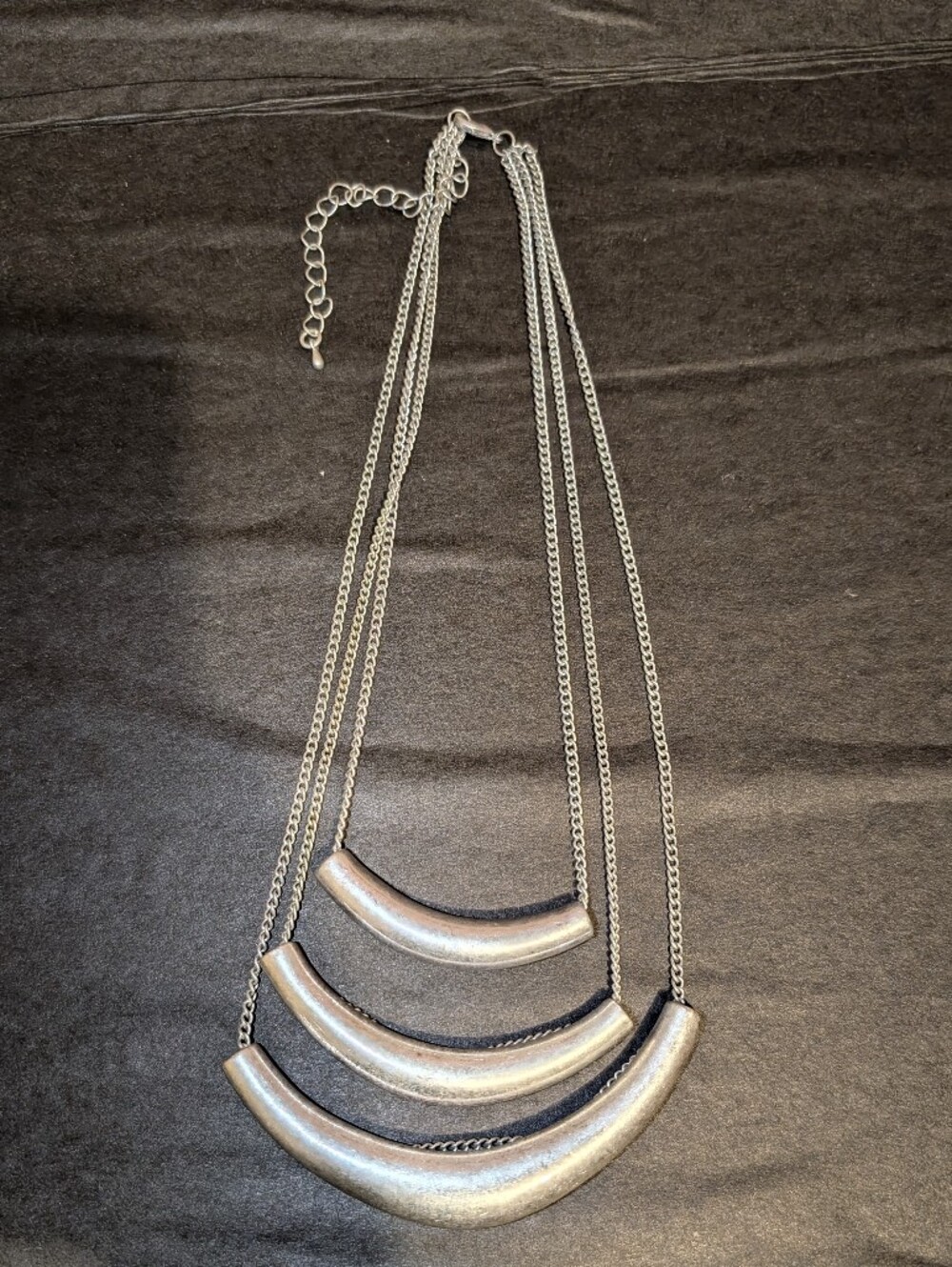 Three-Tier Silver Curved Bar Necklace - Women Jewelry